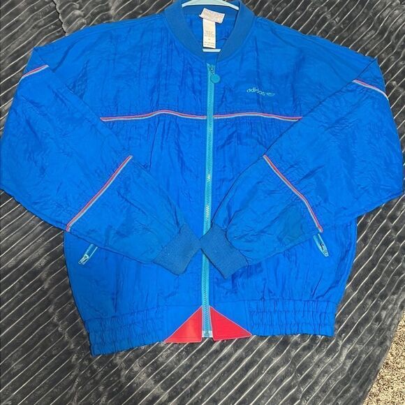 🔥🔥 “TRUE VINTAGE” ADIDAS Nylon Jacket Windbreaker - Blue/Neon Pink - AMAZING ! - Picture 1 of 8